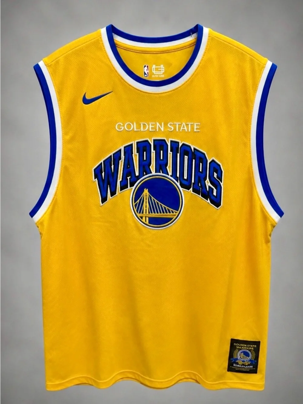 Nike Golden State Warriors Yellow and Blue Basketball Jersey